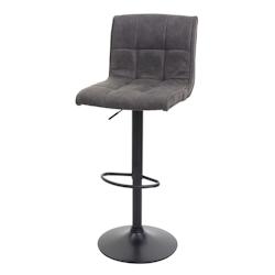 Décoshop26 - Tabouret de bar chaise haute de bar faux suède gris foncé style vintage 04_0001235 - gris 3000126732691_0