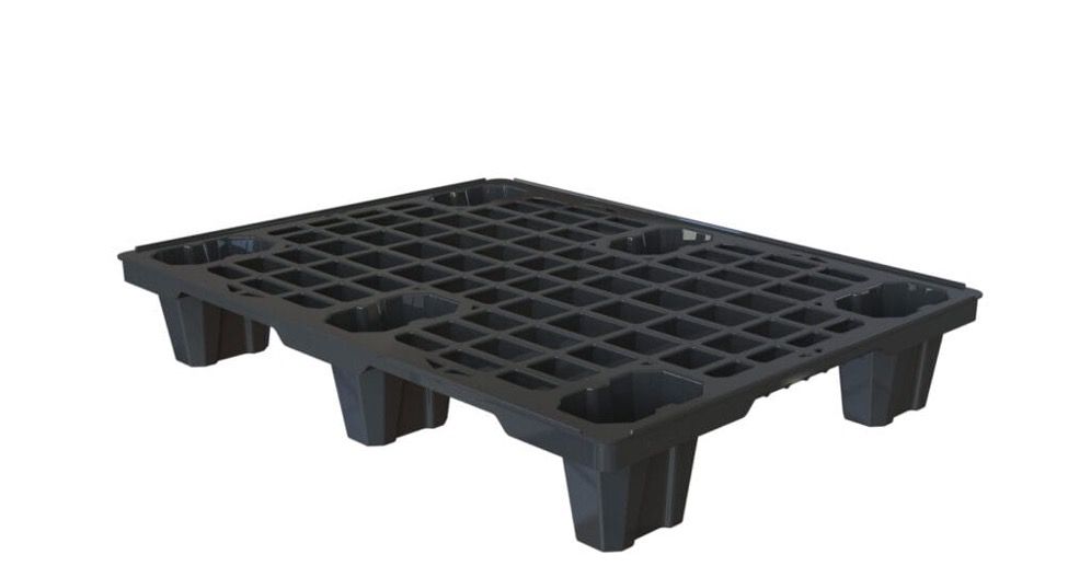 Demi-palette plastique ultra légère 600x800 mm - plateau ajouré - emboitable et compatible sécurité aérienne_0