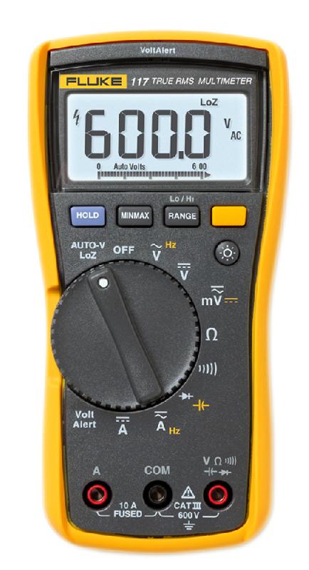 FL117 - Multimètre numérique portable TRMS AC 6 000 points avec détection de tension sans contact - FLUKE_0
