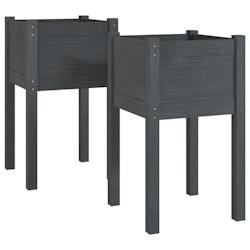 Helloshop26 - Jardinière bac lit surélevé plantes fleurs jardin terrasses d'extérieur lot de 2 40 x 40 x 70cm bois de pin massif 02_0038900 - 3000_0