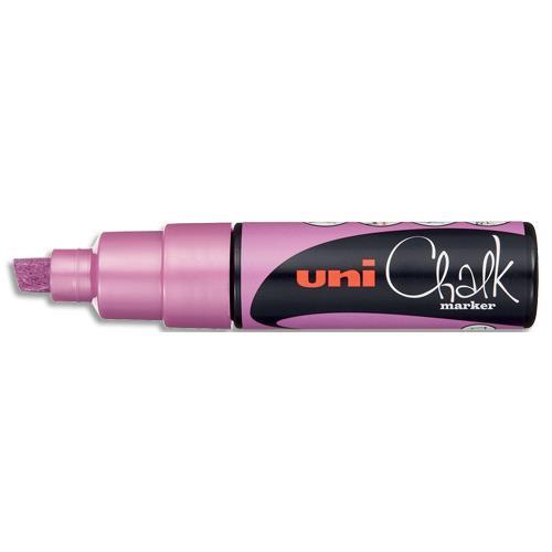 MARQUEUR CRAIE UNI-BALL CHALK MARKER - POINTE BISEAUTEE LARGE 1,8-8MM - COLORIS ROSE METAL