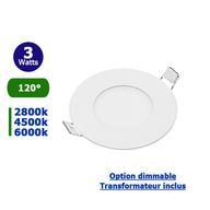 Plafonnier LED rond - 3 Watts - 210 Lumens - Dimensions 85 x 25 mm - IP20 - Option Dimmable_0