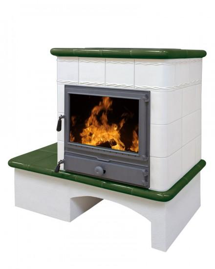 Poêle à bois Orfeo - Faïence Romane, 7 à 20 KW, options culinaires_0