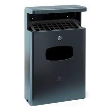 Poubelle cendrier extérieur Coudon - protection pluie - 16 L - aluminium - à fixer au mur - Anthracite ou gris_0