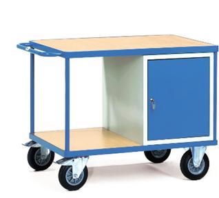 Servante réf 2432 - revêtement époxy bleu RAL 5007 - charge 500 kg - avec placard acier à serrure_0