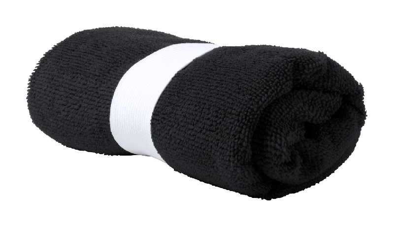 Serviette en microfibre 160 g/m² - avec passant en caoutchouc - 55 g - couleur noir_0