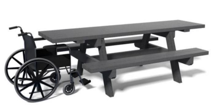 Table de pique-nique PMR Laurent - 100% plastique recyclé - spéciale fauteuil roulant_0