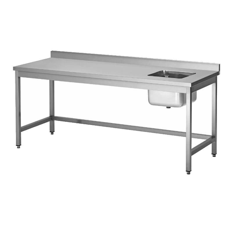 Table de travail centrale inox 600x600 - AISI 304 - robuste et hygiénique pour cuisines professionnelles_0