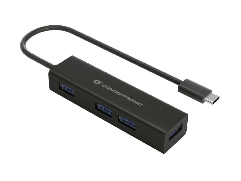 Conceptronic HUBBIES07B - Hub USB 3.2 Gen 1 Type-C et 4 ports Type-A - 5000 Mbit/s - Noir_0