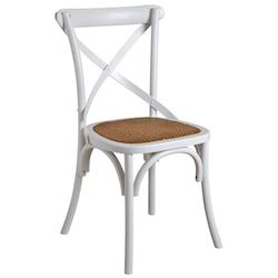 Aubry Gaspard - Chaise de bistrot en bouleau et rotin - 51 x 55 x 89 cm -  Hauteur assise 46 cm - MCH1640_0
