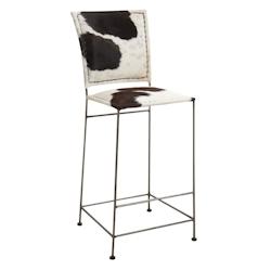 Aubry Gaspard - Tabouret de bar en peau de vache et métal - 47 x 46 x 110 # H siège 75 - métal NTB1600C_0