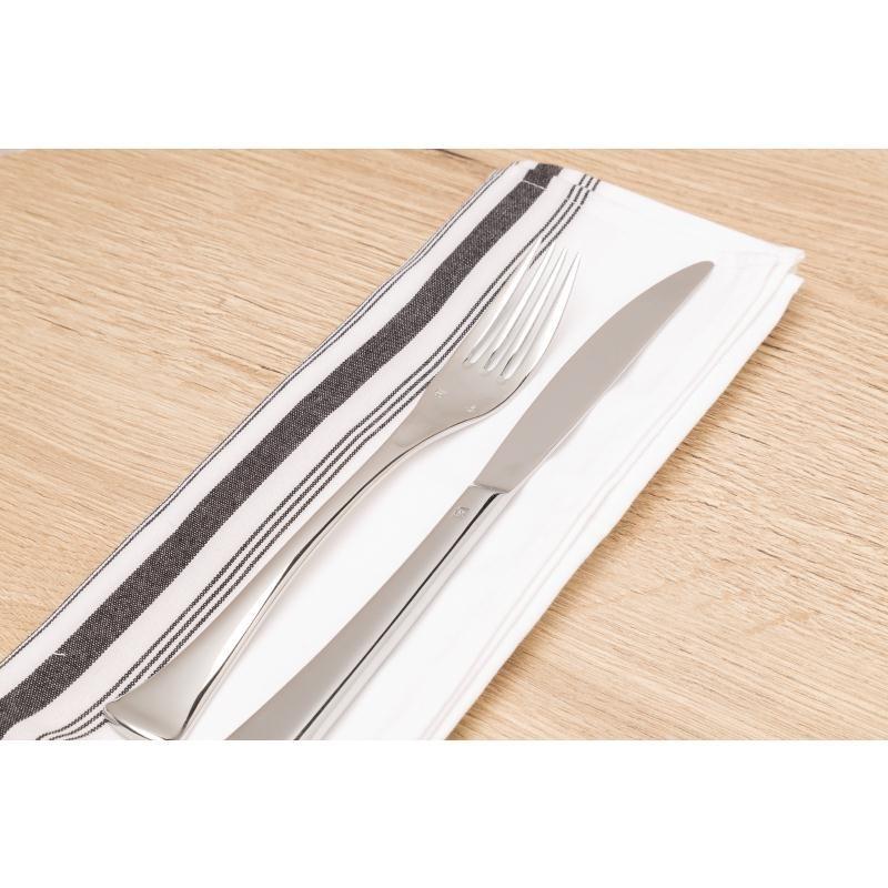 Boîte de 10 serviettes de table Bistro - rayures noires - polyester - séchage rapide - lavable à basse température_0