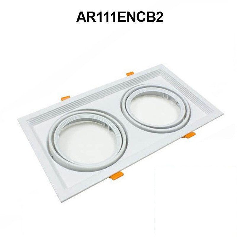 Cadre orientable en aluminium - pour ampoule AR111 - double blanc à encastrer - réf AR111ENCB2_0