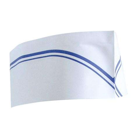 CALOT AJUSTABLE BATEAU FRANGES BLEUES 28 CM PAPIER BLANC (VENDU PAR 100)