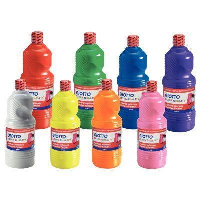 Carton de 8 flacons 1L de gouache liquide GIOTTO - couleurs assorties - 1 litre offert_0