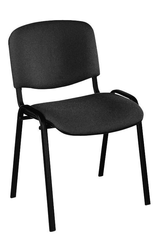 Chaise de réunion empilable Leo - tissu noir, structure acier anti-rayures, assise rembourrée_0