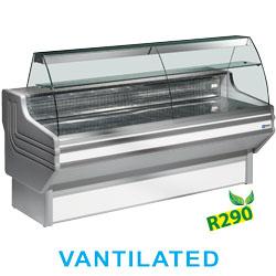 Comptoir vitrine réfrigéré à vitre bombée - ventilé avec réserve - modèle JY15/A1-VV/R2_0