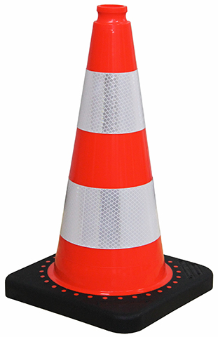 Cône de signalisation en PVC - Résistant au roulage - Colliers réfléchissants haute intensité - Toutes hauteurs disponibles_0