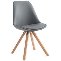 Décoshop26 - Chaise de cuisine salle à manger scandinave assise en PVC gris 4 pieds en bois forme carré clair 10_0003408 - gris 3000251566574_0