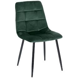 Décoshop26 - Chaise de salle à manger x1 coutures forme carrées en velours vert pieds en métal noir 10_0001965 - noir 3000250770507_0