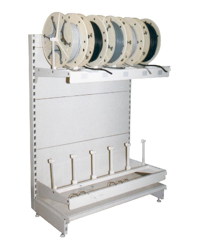 Rayonnage pour bobines avec distributeur de couronne - stockage, déroulage et mesure de câbles, tuyaux, cordes, rubans_0