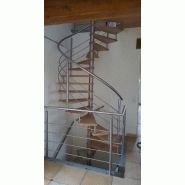 Escalier intérieur tournant en colimaçon - NCI Nouveau Concept Inox - Inox poli-brossé et bois_0