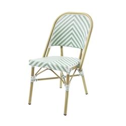 Essentials Chaise de Bistrot en Rotin Paris - Bambou Blanc et Vert Pastel - VEBA - vert aluminium 52351_0