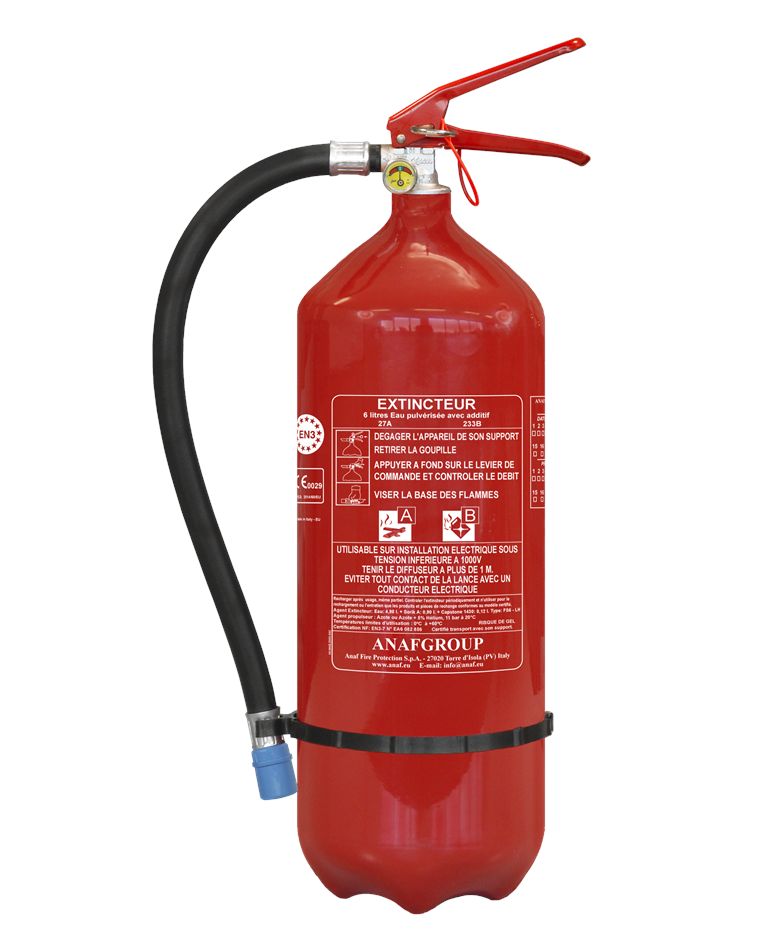 FS6-LH - Extincteur pressurisé à eau additivée - Corps en aluminium - Capacité 6 L - Certifié PED, MED et NF-EN3_0
