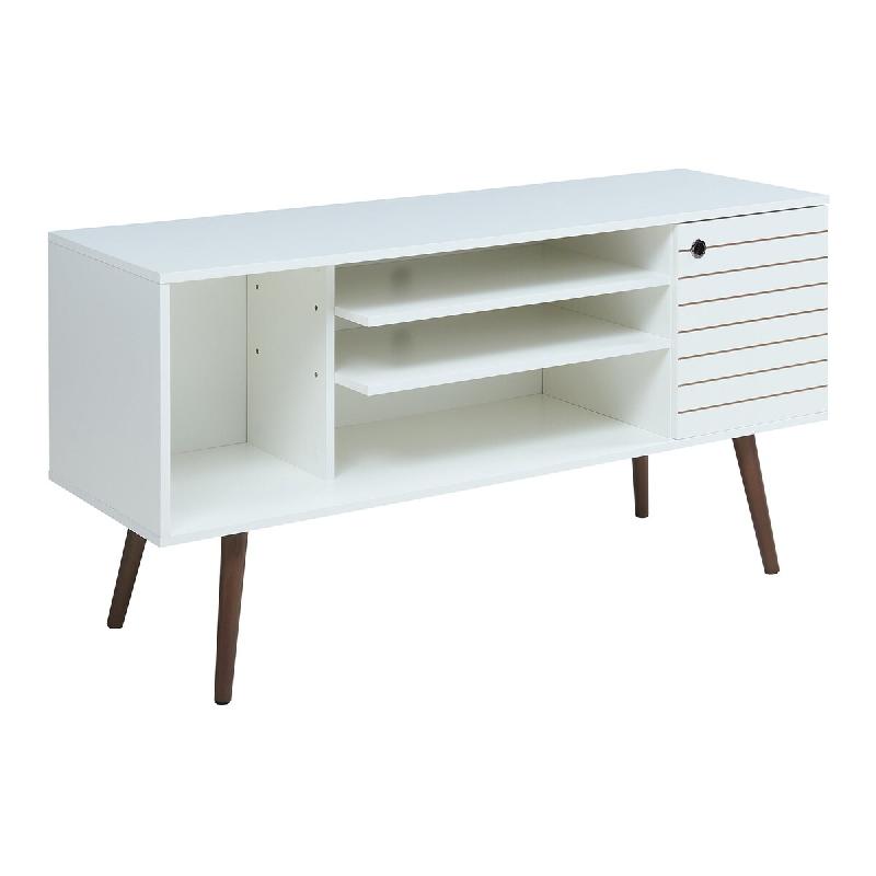Helloshop26 - Meuble TV support télévision salon étagère 130 x 40 x 66 cm blanc 03_0010104 - blanc 3000225036270_0
