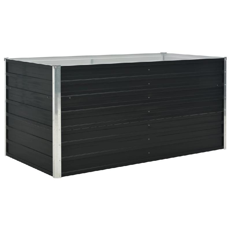 Jardinière surélevée en acier galvanisé - anthracite 160 x 80 x 77 cm avec bordures repliées - Réf. 02_0000855_0