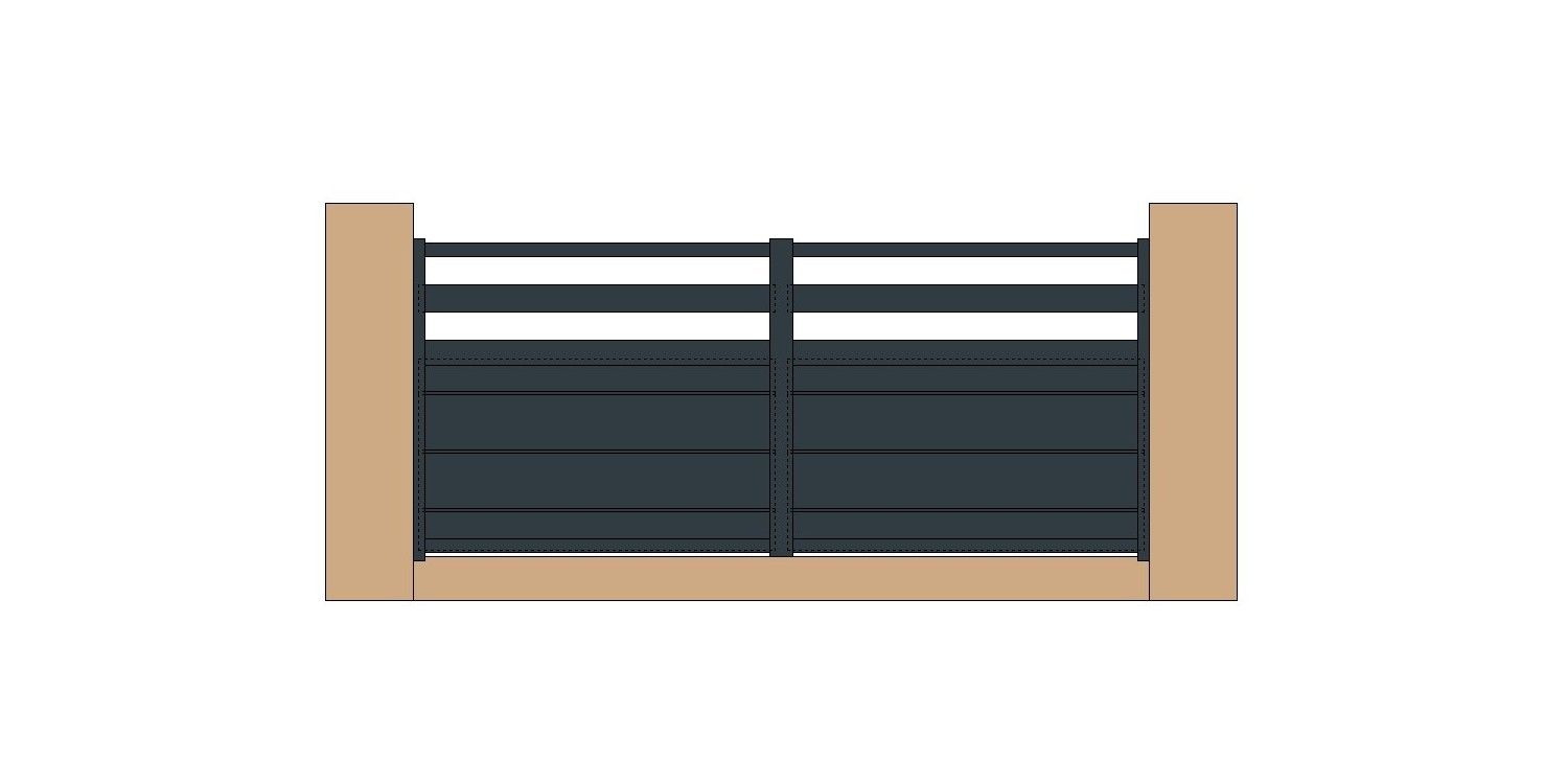 Malo - clôture en aluminium - le portail français - thermolaquée avec soubassement plein et lames ajourées horizontales_0