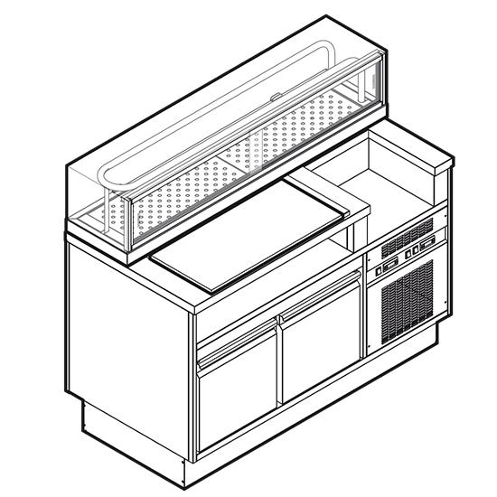Module sushi 1400 mm avec armoire réfrigérée et presentoir réfrigérée pour sushi - 1400x700x900 mm - VSSRS140_0