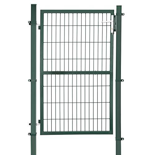 PORTAIL DE JARDIN EN ACIER GALVANISÉ ROBUSTE ET DURABLE AVEC SERRURE ET CLÉ VERT 150 X 106 CM 12_0001886_0