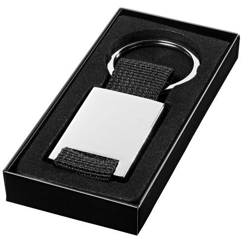Porte-clés rectangulaire sanglé Pablo 11802000 - métal et polyester - présenté dans un coffret cadeau noir_0