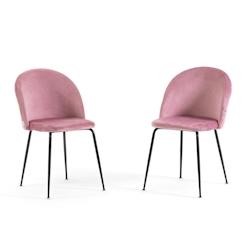 RATTATAN Lot de 2 chaises en velours avec pieds en métal, design élégant pour cuisine, salle à manger, bar ou restaurant – Sara – Rose/Gris fo_0