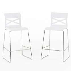 RATTATAN Lot de 2 tabourets de bar en polypropylène renforcé de fibre de verre, pieds en métal, design moderne pour bar, restaurant, cuisine –Mar_0