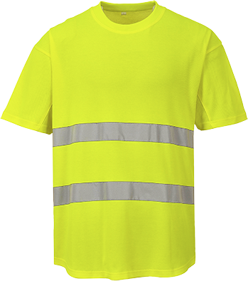 T-shirt aéré jaune C394, S - respirant, bandes réfléchissantes, norme EN ISO 20471 class 2_0