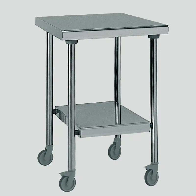 Table inox TS 15N démontable sur roues centrale + étagère pieds ronds largeur 600 mm (Longueur, mm: 1000 Réf-464921-44)_0