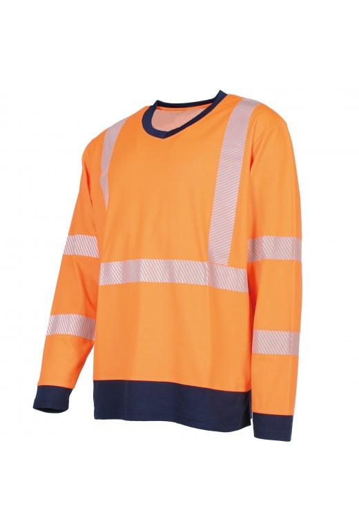 Tee-shirt col V manches longues Visio haute visibilité classe 2 - TSVLHVVSOGMN-DM06_0