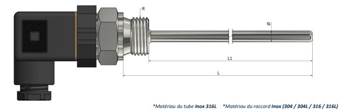 Thermistance à visser - Connecteur DIN 43650 HR60 - PTC et NTC pour large plage de températures_0