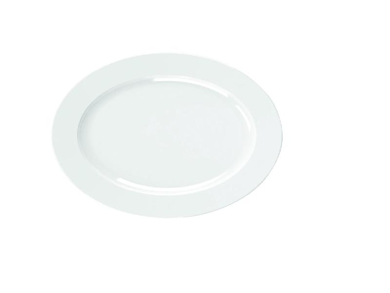 ASSIETTE PLATE OVALE BLANC PORCELAINE 32X23 CM BRASSERIE ARIANE