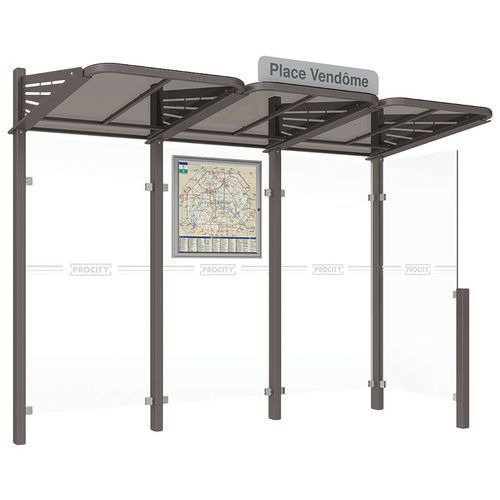 ABRI BUS CONVIVIALE 3 M - BARDAGE LATÉRAL DROIT GRIS PROCITY - PROCITY