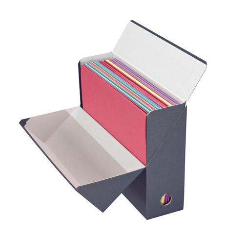 LOT DE 5 - BOÎTE DE CLASSEMENT CARTON OXFORD DOS 9 CM BLEUE