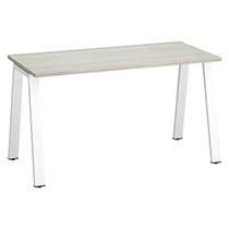 BUREAU DROIT INDIVIDUEL CHÊNE GRIS 140 X 60 CM, PIÉTEMENT MÉTAL BLANC - ARCH