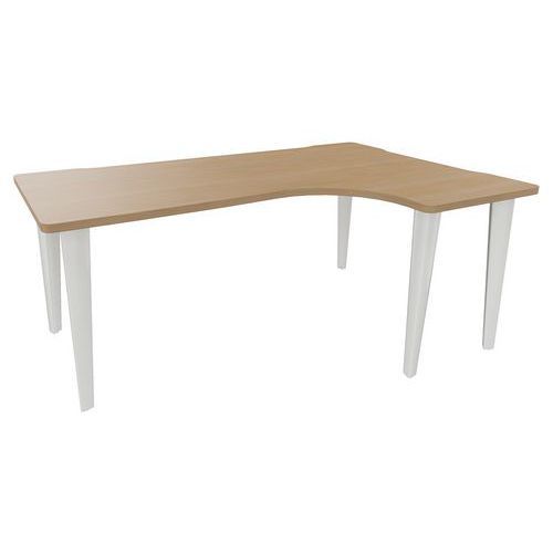 BUREAU EVIDENCE ASYMÉTRIQUE 180X120 RETOUR D CHÊNE CLAIR/BLANC - VINCO