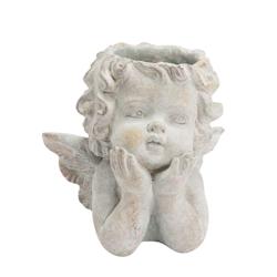 Cache pot ange naturel -  Gris Rond Ciment Amadeus 20x16 cm - gris ciment 3520071799339_0