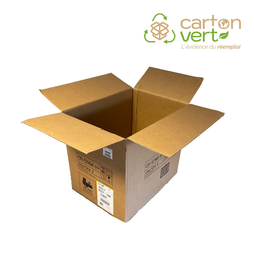 Caisse en carton simple cannelure - 48.5 x 36 x 44 cm - Fond automatique - Réemployé - Palette de 240 cartons_0