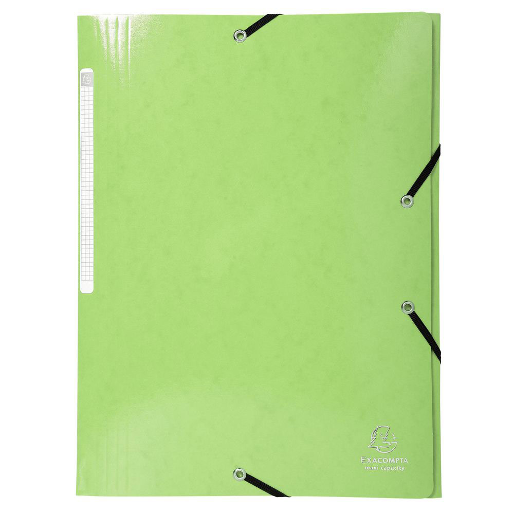 CHEMISE A 3 RABATS ET A ELASTIQUES A4 EXACOMPTA IDERAMA - 300 FEUILLES - 240 X 320 MM - CARTE AVEC POLYPROPYLENE - CITRON VERT  - LOT DE 25