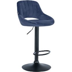CLP Tabouret de bar Milet velours Bleu/Noir - bleu textile 322436_0