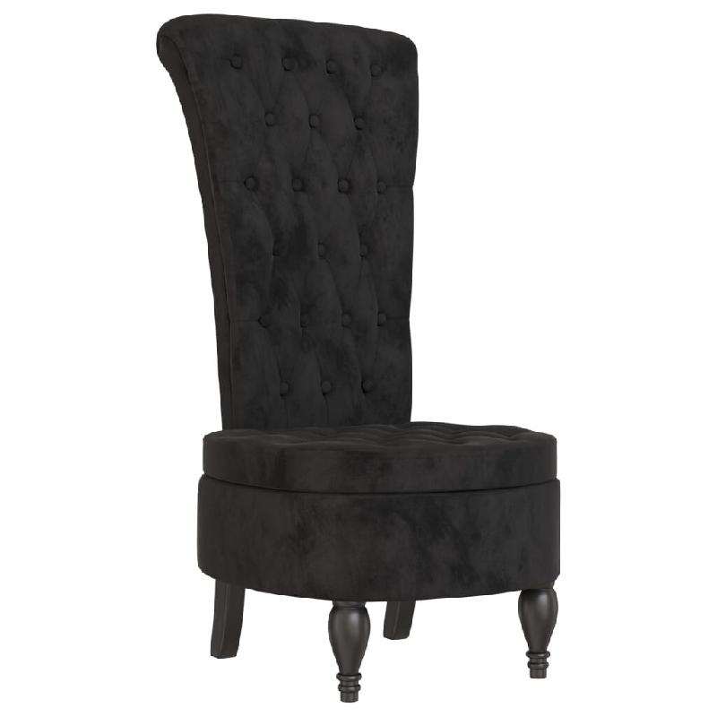 Décoshop26 - Chaise à dossier haut en velours noir dossier capitonné DEC026249 - noir 3000255715343_0
